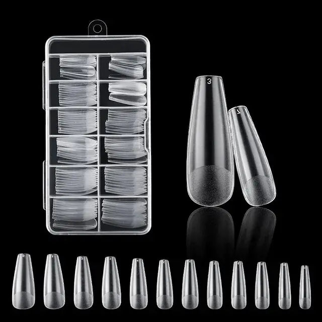 120Pcs Clear Fake Extension Manicure Nails American Capsule Gel X Coffin