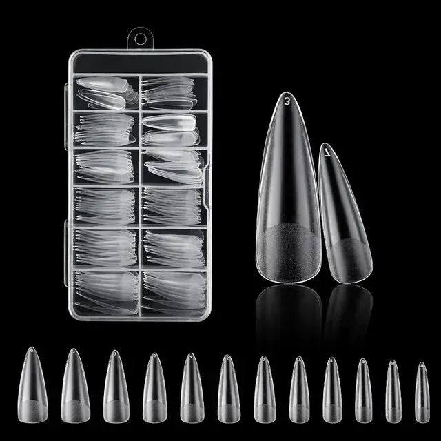 120Pcs Clear Fake Extension Manicure Nails American Capsule Gel X Coffin