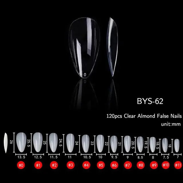 120Pcs Clear Fake Extension Manicure Nails American Capsule Gel X Coffin