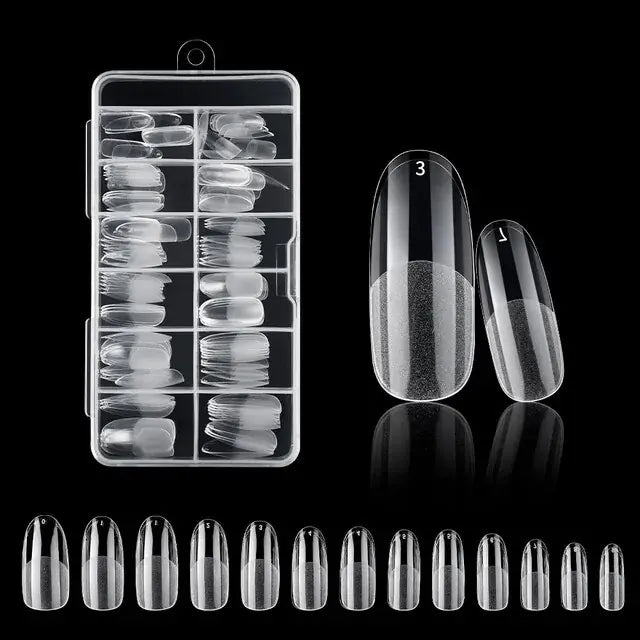 120Pcs Clear Fake Extension Manicure Nails American Capsule Gel X Coffin