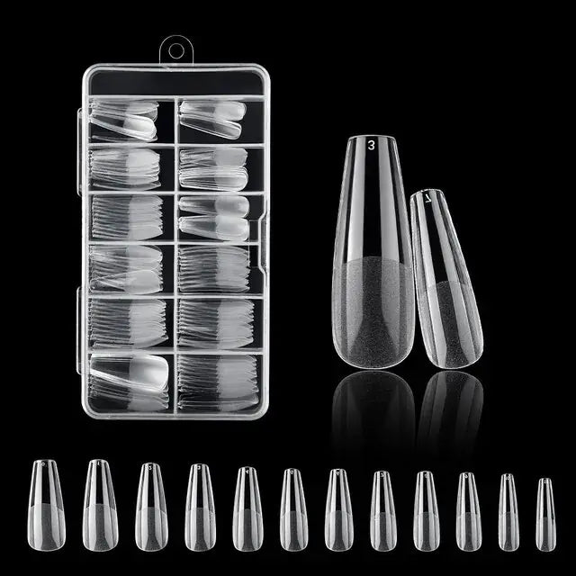 120Pcs Clear Fake Extension Manicure Nails American Capsule Gel X Coffin