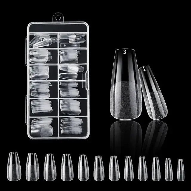 120Pcs Clear Fake Extension Manicure Nails American Capsule Gel X Coffin