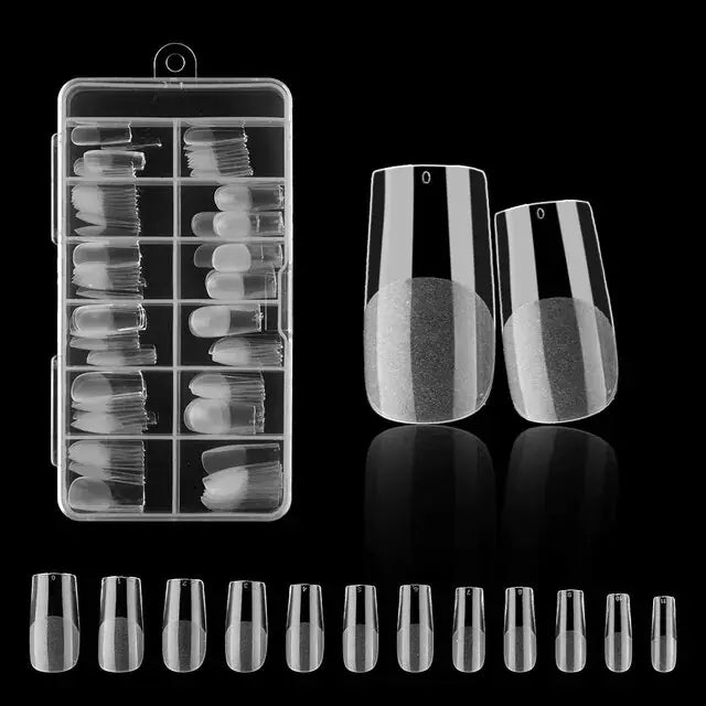 120Pcs Clear Fake Extension Manicure Nails American Capsule Gel X Coffin