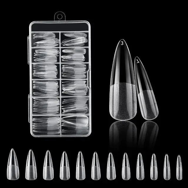 120Pcs Clear Fake Extension Manicure Nails American Capsule Gel X Coffin