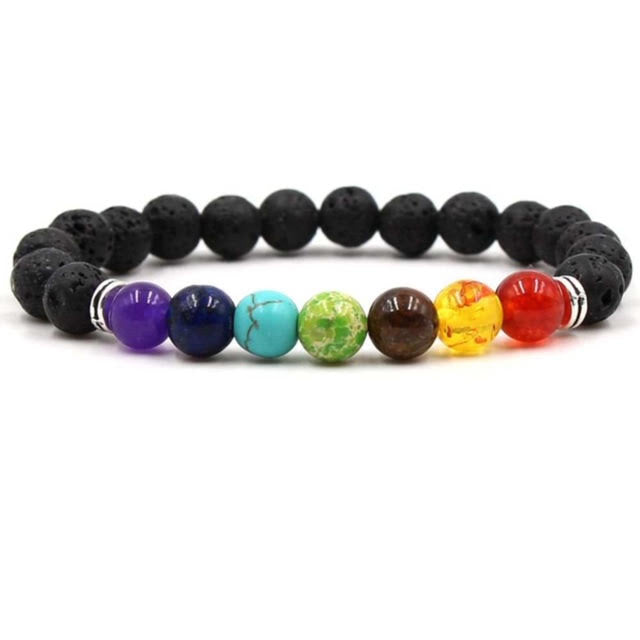 Chakra Bracelet 7 Lava Rock Stone Bracelet Relax Healing Bangle for Men and  Women