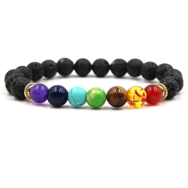 Chakra Bracelet 7 Lava Rock Stone Bracelet Relax Healing Bangle for Men and  Women