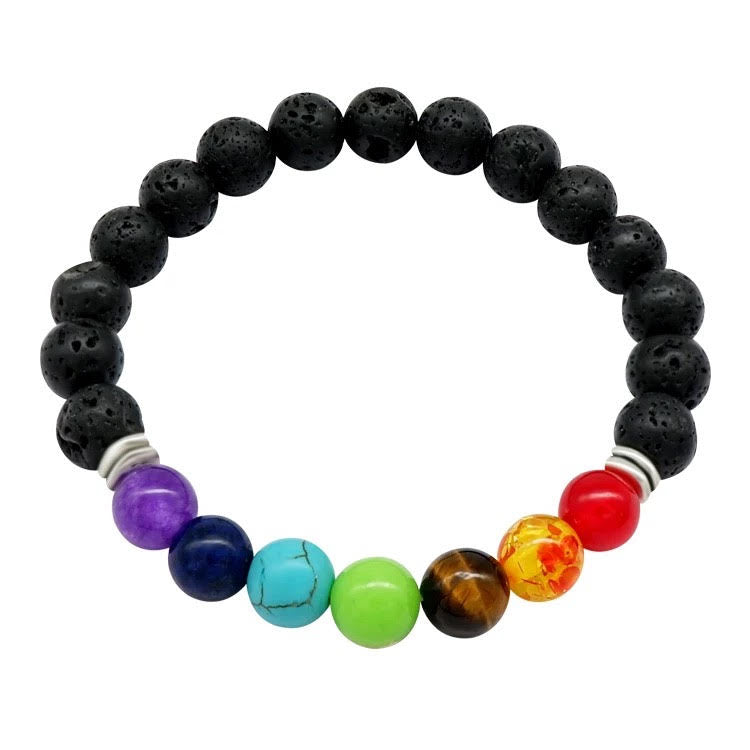 Chakra Bracelet 7 Lava Rock Stone Bracelet Relax Healing Bangle for Men and  Women