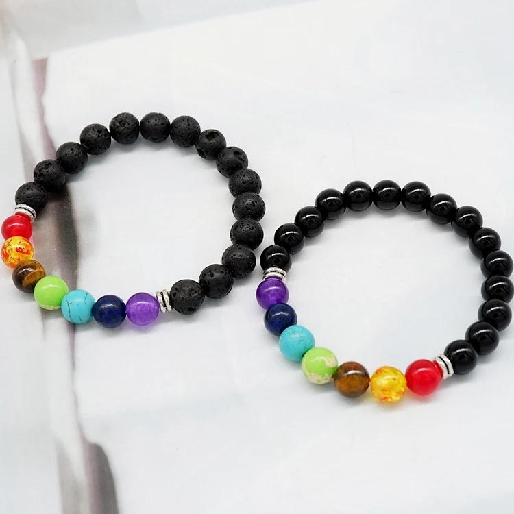 Chakra Bracelet 7 Lava Rock Stone Bracelet Relax Healing Bangle for Men and  Women