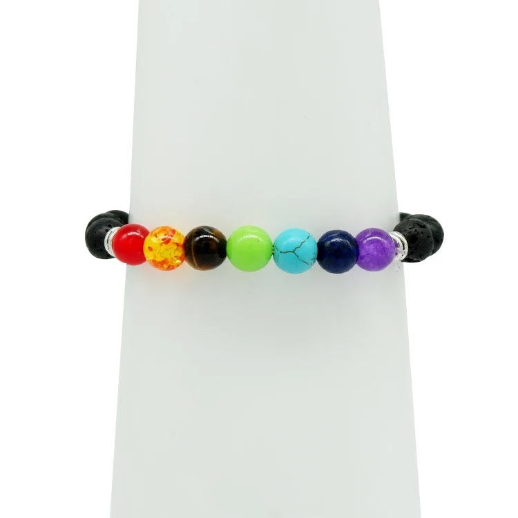 Chakra Bracelet 7 Lava Rock Stone Bracelet Relax Healing Bangle for Men and  Women