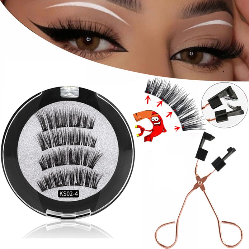 3D magnetic eyelashes With 3/4 Magnets handmade makeup Mink eyelashes extended false eyelashes Reusable