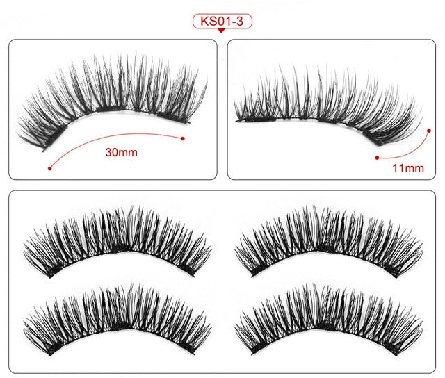 3D magnetic eyelashes With 3/4 Magnets handmade makeup Mink eyelashes extended false eyelashes Reusable