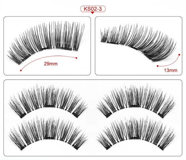 3D magnetic eyelashes With 3/4 Magnets handmade makeup Mink eyelashes extended false eyelashes Reusable