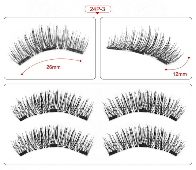 3D magnetic eyelashes With 3/4 Magnets handmade makeup Mink eyelashes extended false eyelashes Reusable