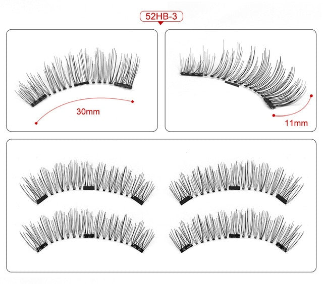 3D magnetic eyelashes With 3/4 Magnets handmade makeup Mink eyelashes extended false eyelashes Reusable