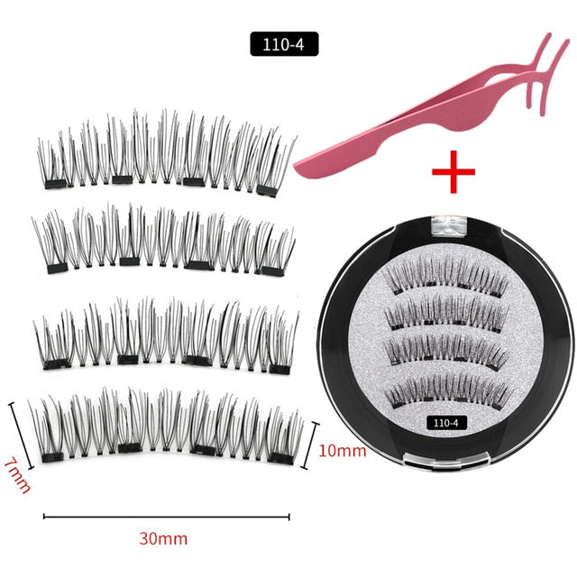 3D magnetic eyelashes With 3/4 Magnets handmade makeup Mink eyelashes extended false eyelashes Reusable