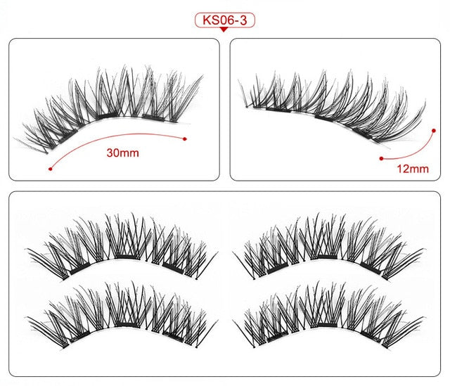 3D magnetic eyelashes With 3/4 Magnets handmade makeup Mink eyelashes extended false eyelashes Reusable