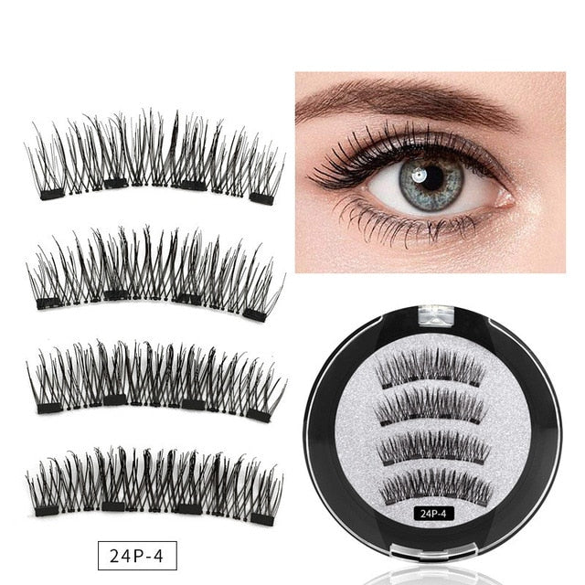 3D magnetic eyelashes With 3/4 Magnets handmade makeup Mink eyelashes extended false eyelashes Reusable