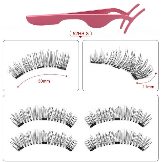 3D magnetic eyelashes With 3/4 Magnets handmade makeup Mink eyelashes extended false eyelashes Reusable