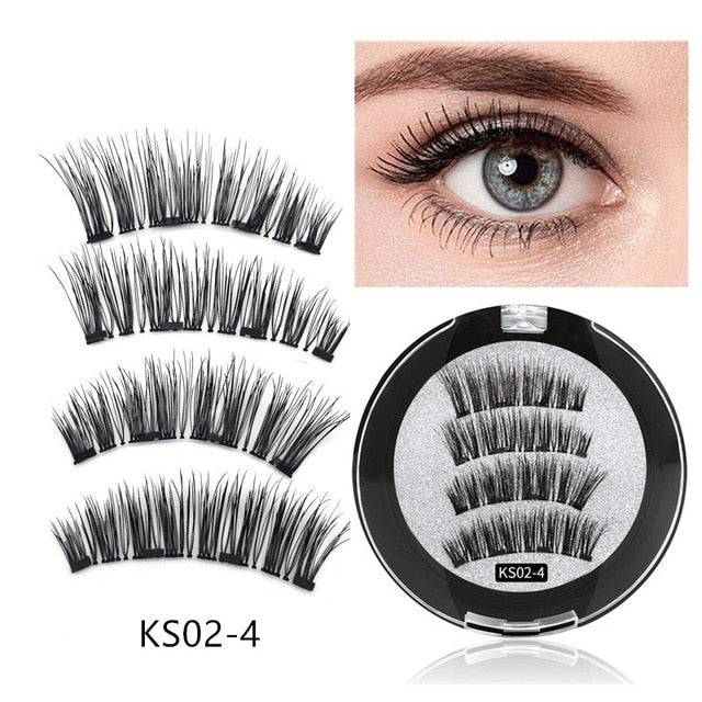 3D magnetic eyelashes With 3/4 Magnets handmade makeup Mink eyelashes extended false eyelashes Reusable