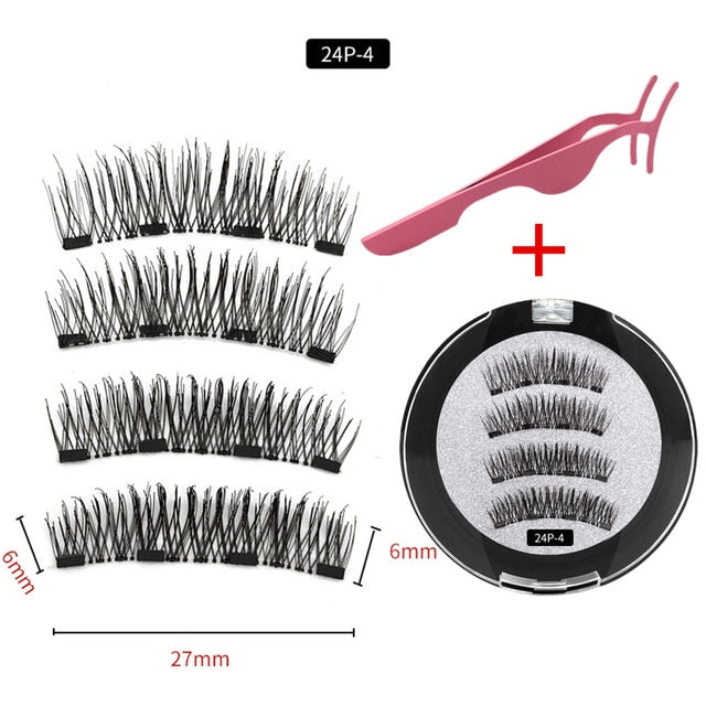 3D magnetic eyelashes With 3/4 Magnets handmade makeup Mink eyelashes extended false eyelashes Reusable