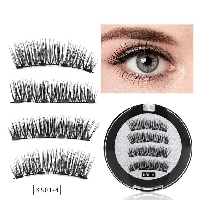 3D magnetic eyelashes With 3/4 Magnets handmade makeup Mink eyelashes extended false eyelashes Reusable