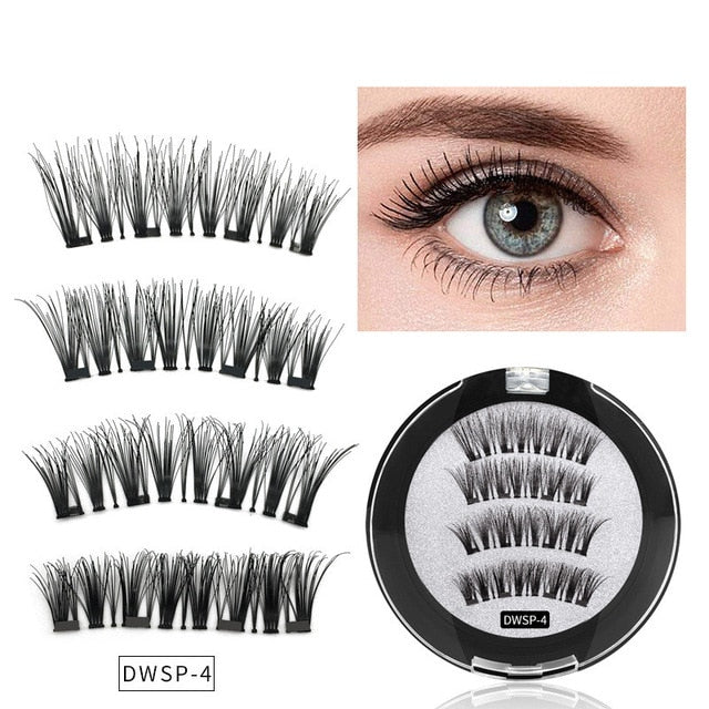 3D magnetic eyelashes With 3/4 Magnets handmade makeup Mink eyelashes extended false eyelashes Reusable