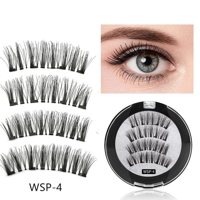 3D magnetic eyelashes With 3/4 Magnets handmade makeup Mink eyelashes extended false eyelashes Reusable