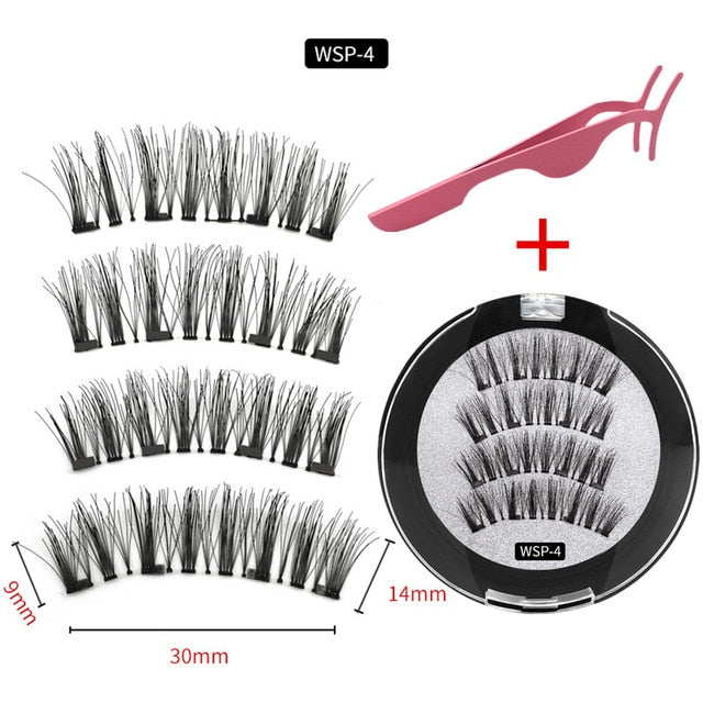 3D magnetic eyelashes With 3/4 Magnets handmade makeup Mink eyelashes extended false eyelashes Reusable