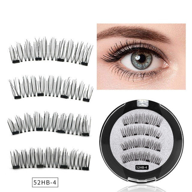 3D magnetic eyelashes With 3/4 Magnets handmade makeup Mink eyelashes extended false eyelashes Reusable