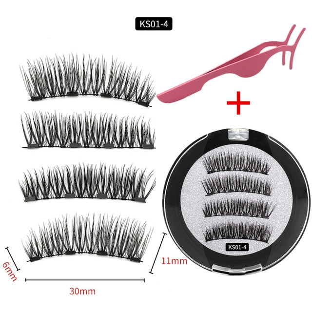 3D magnetic eyelashes With 3/4 Magnets handmade makeup Mink eyelashes extended false eyelashes Reusable