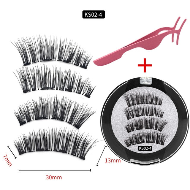 3D magnetic eyelashes With 3/4 Magnets handmade makeup Mink eyelashes extended false eyelashes Reusable