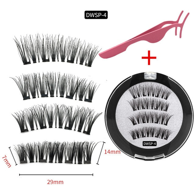 3D magnetic eyelashes With 3/4 Magnets handmade makeup Mink eyelashes extended false eyelashes Reusable