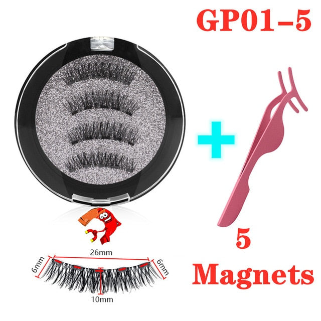 3D magnetic eyelashes With 3/4 Magnets handmade makeup Mink eyelashes extended false eyelashes Reusable