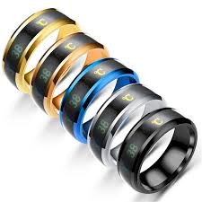 New Blue Black Silver Color Stainless Steel Mood Emotion Feeling Intelligent Temperature Sensitive Rings for men and women