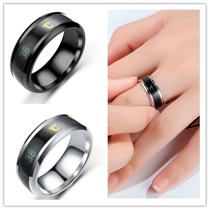 New Blue Black Silver Color Stainless Steel Mood Emotion Feeling Intelligent Temperature Sensitive Rings for men and women